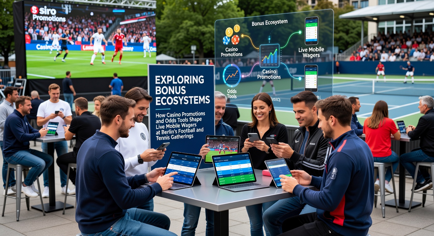 Illustration von Bonus-Ökosystemen und mobilen Wett-Tools bei Berliner Sportveranstaltungen