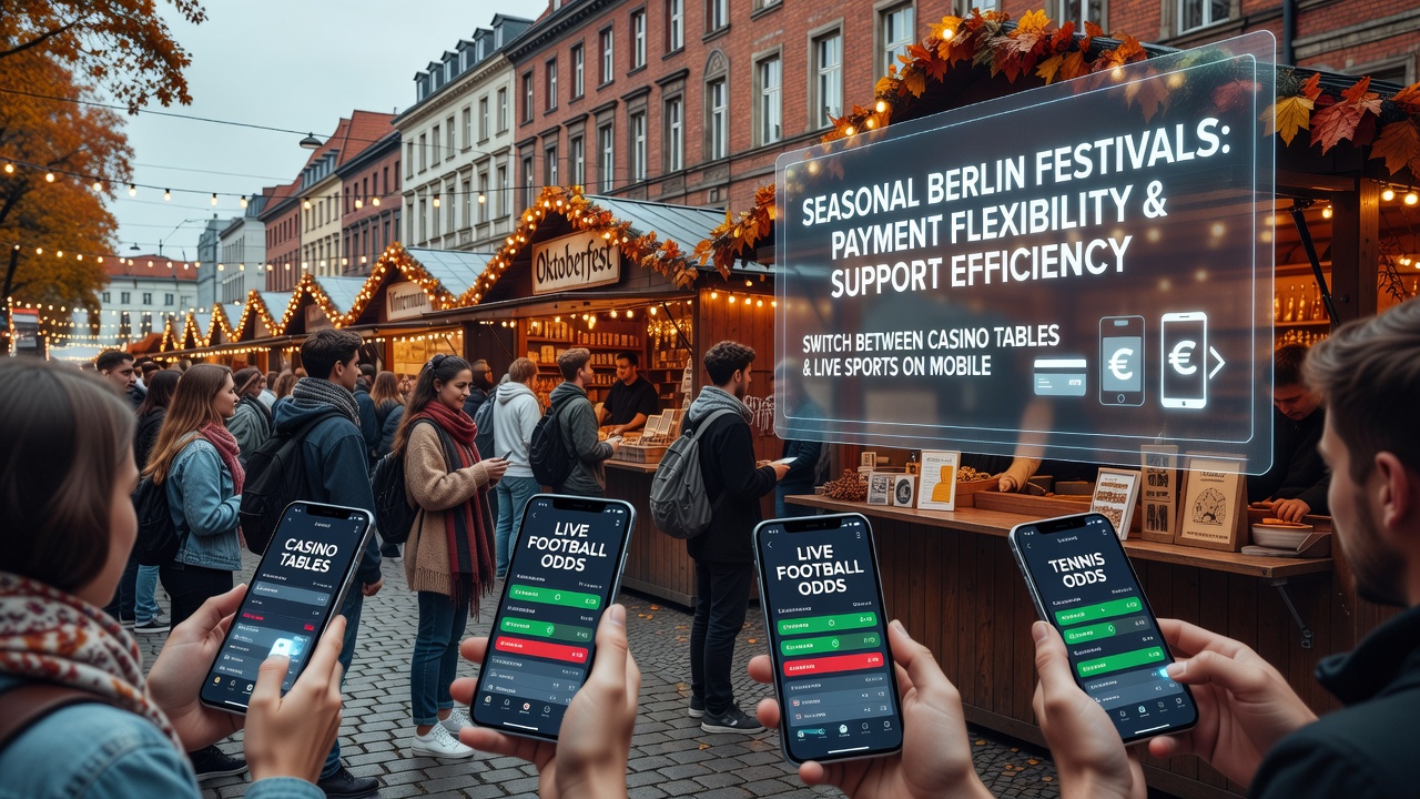 Berliner Festival-Szene mit mobilen Wetten und Casino-Elementen