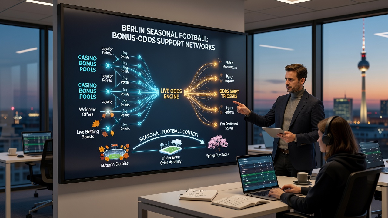 Illustration von Support-Netzwerken die Bonusintegration und Quotenanpassungen bei Berliner Events abbilden